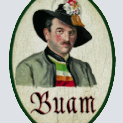 Nostalgie Holzschild Zillertal Buam WC Toilette Klo Buben Herren Schild