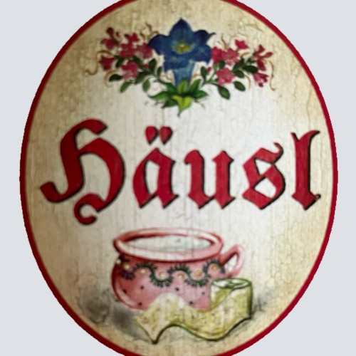 Nostalgie Holzschild Häusl Nachttopf Klopapier Toilette WC Klo Schild