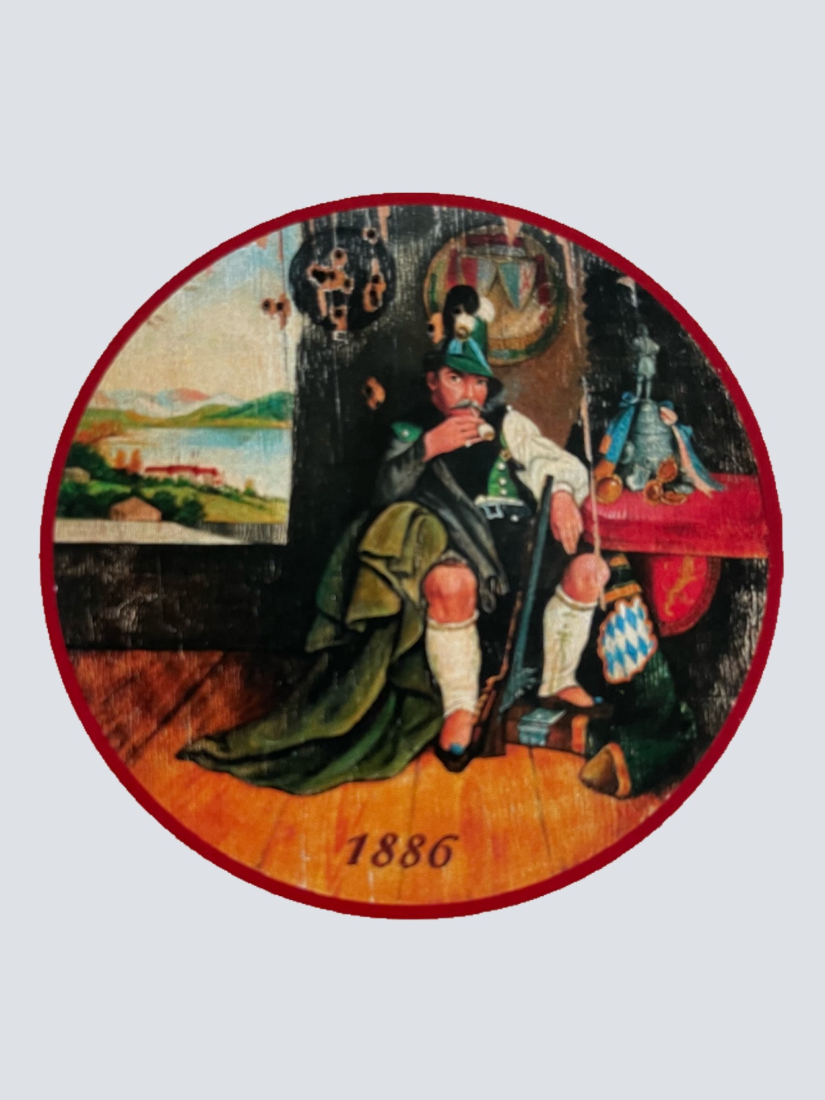 Nostalgie Holzschild Schützenscheibe Schwabach 1886 Jäger Trachten Schild