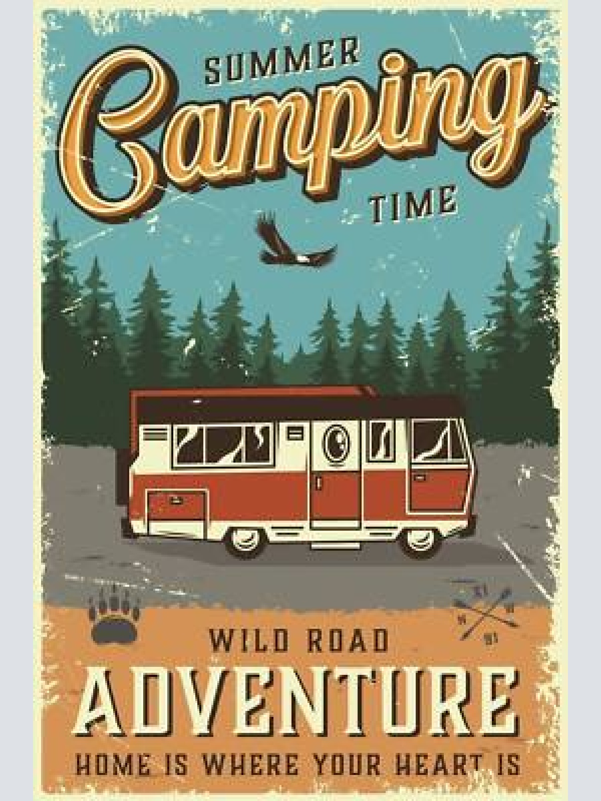 Nostalgie schild summer camping wohnmobil 12x18 / 20x30 / 30x40 blech od. holz