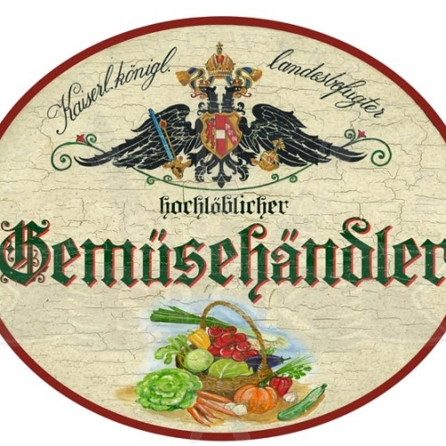 KuK Nostalgie Holzschild Hochlöblicher Gemüsehändler