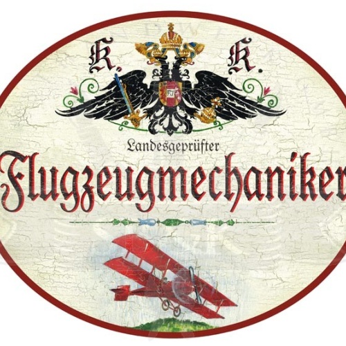 KuK Nostalgie Holzschild Landesgeprüfter Flugzeugmechaniker