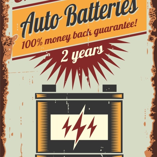 Nostalgie Schild Auto Batteries Extra Life! 12x18 / 20x30 / 30x40 Blech od. Holz