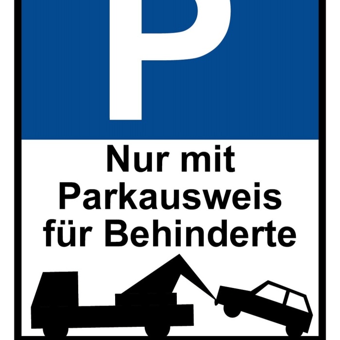 Schild Parkplatz Parkausweis Behinderte 12x18 / 20x30 / 30x40 Blech od. Holz