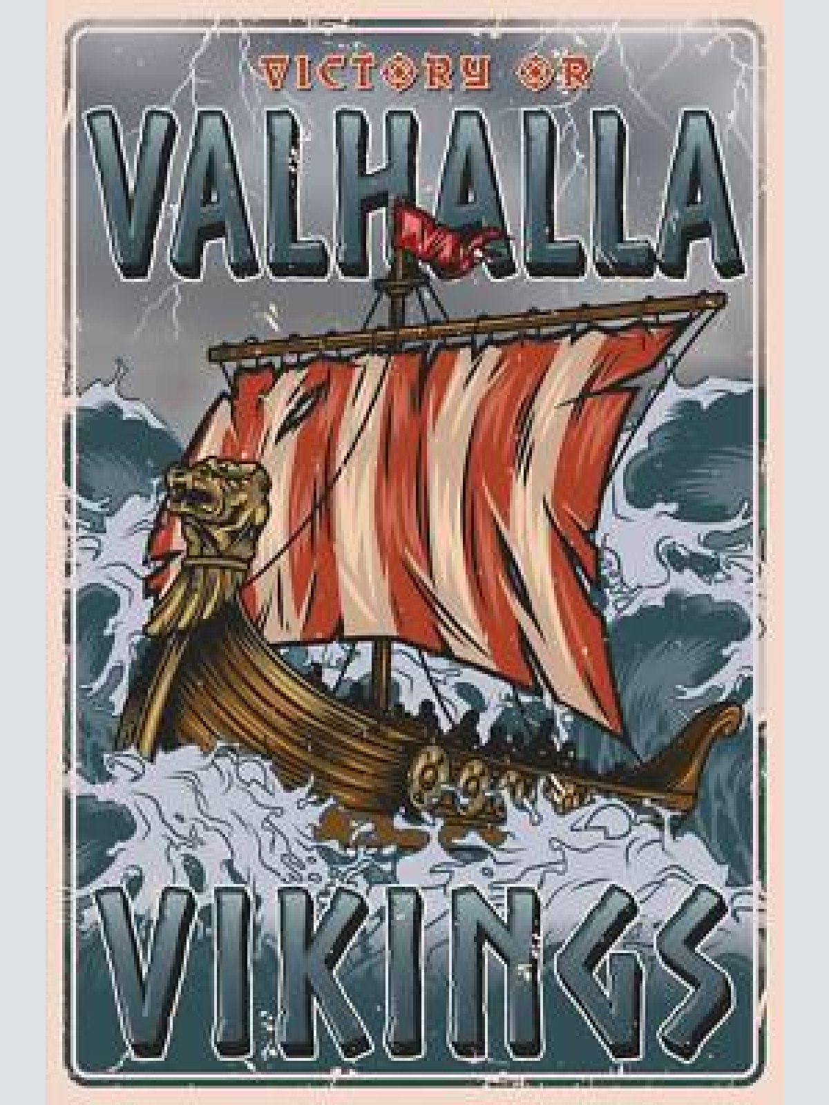 Nostalgie schild valhalla vikinger schiff 12x18 / 20x30 / 30x40 blech od. holz