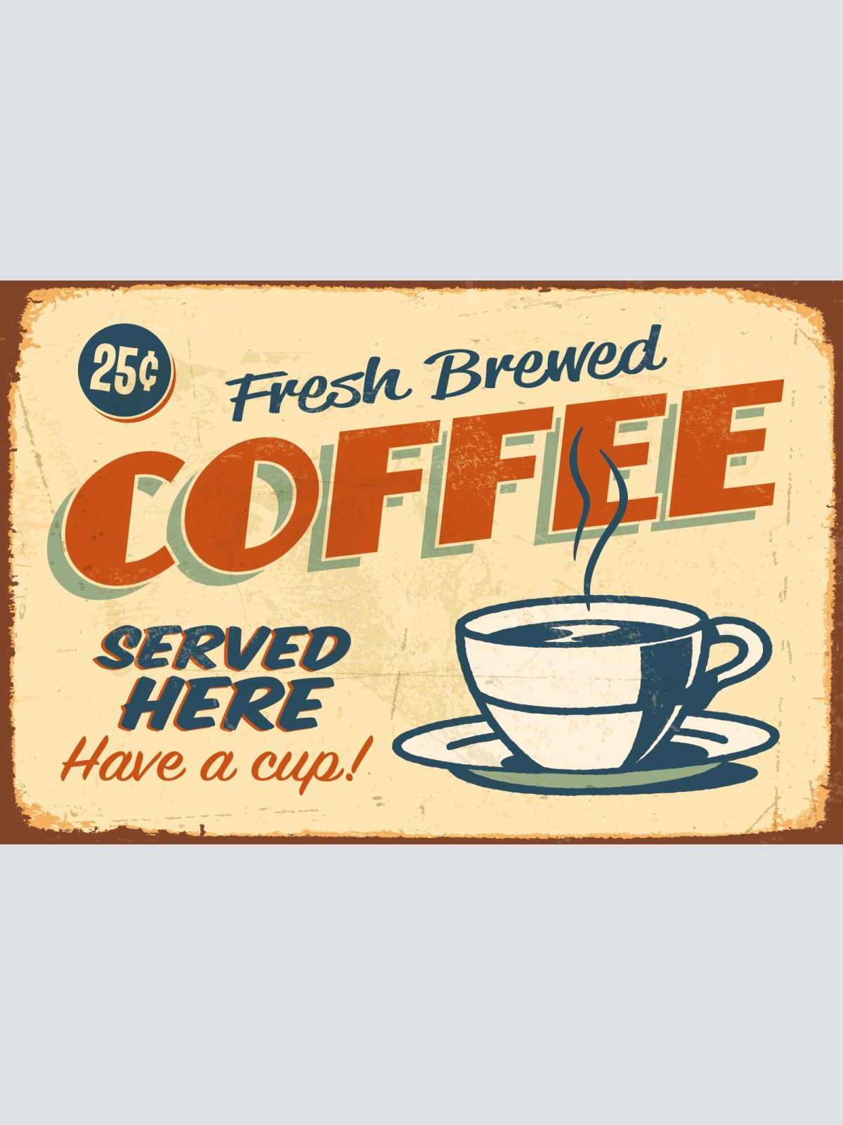 Nostalgie Schild Fresh Brewed Coffee Kaffee 12x18 / 20x30 / 30x40 Blech od. Holz