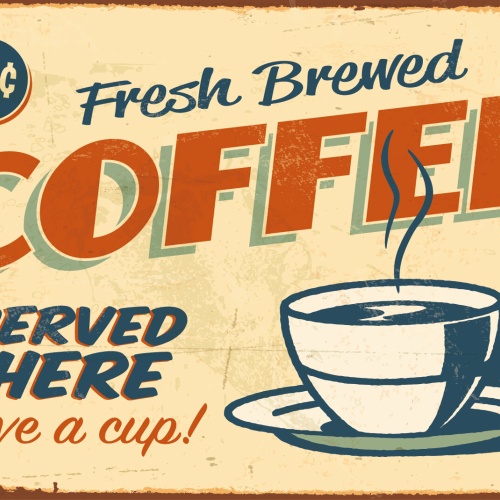 Nostalgie Schild Fresh Brewed Coffee Kaffee 12x18 / 20x30 / 30x40 Blech od. Holz