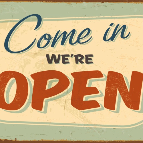 Nostalgie Schild Come In We're Open Geöffnet 12x18 / 20x30 / 30x40 Blech od.Holz