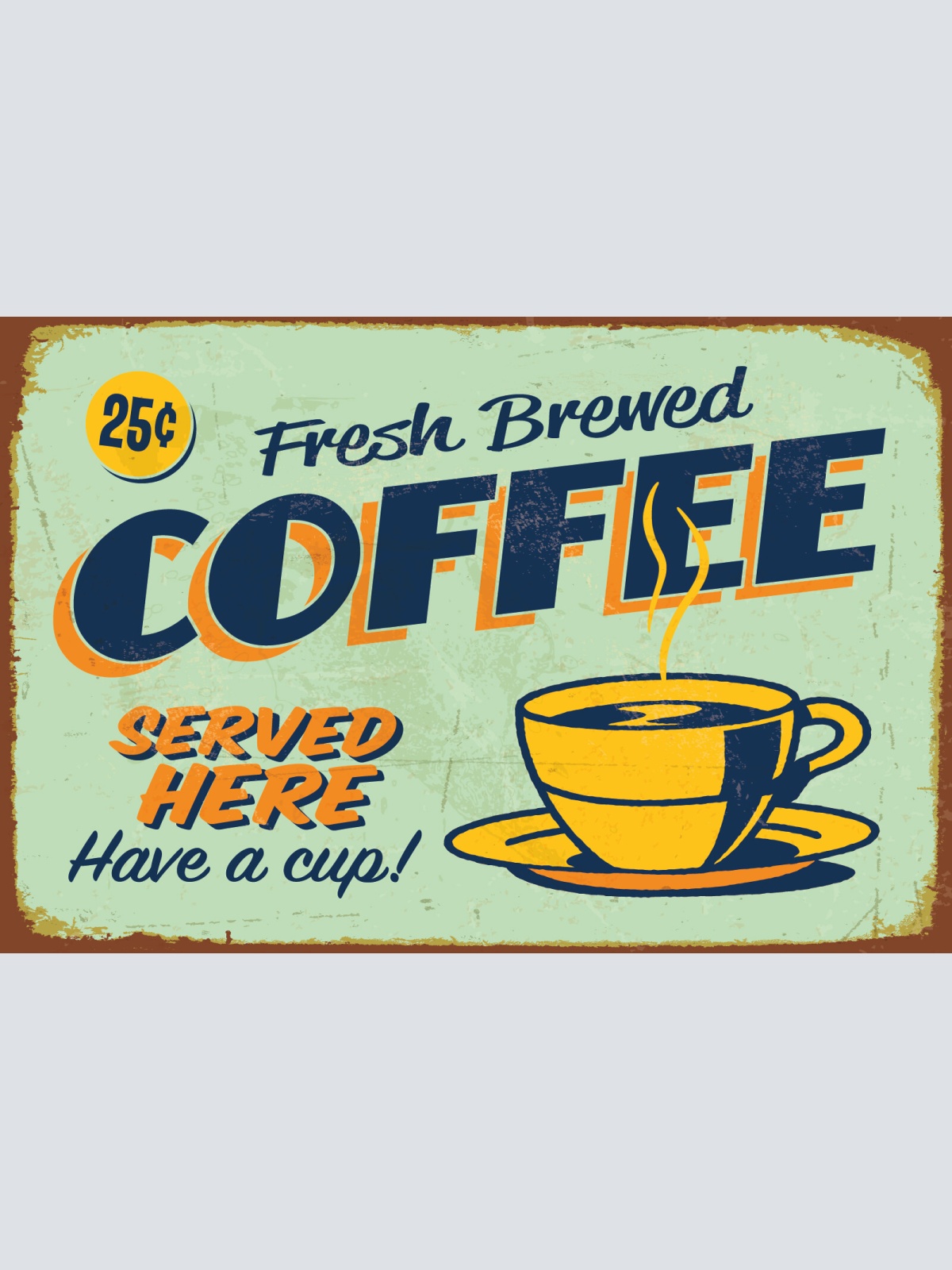 Nostalgie Schild Fresh Brewed Coffee Kaffee 12x18 / 20x30 / 30x40 Blech od. Holz