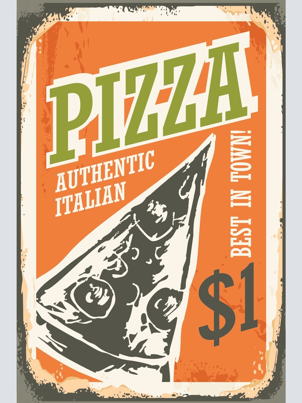 Nostalgie Schild Authentic Italian Pizza 12x18 / 20x30 / 30x40 Blech od. Holz