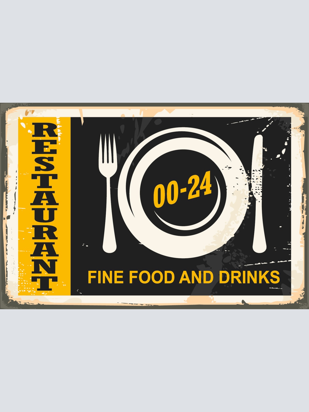Nostalgie Schild Restaurant Fine Food Drinks 12x18 / 20x30 / 30x40 Blech od.Holz