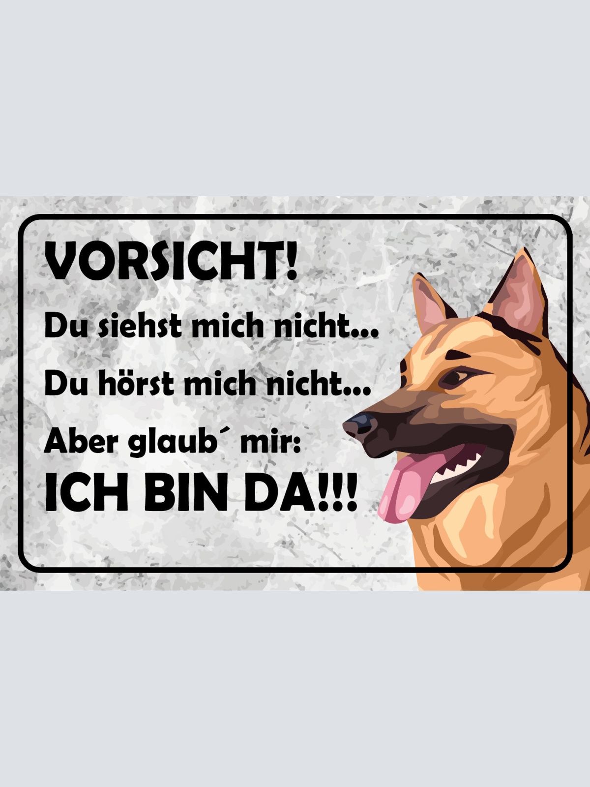 Nostalgie Schild Vorsicht! Ich bin da! Hund 12x18 / 20x30 / 30x40 Blech od. Holz