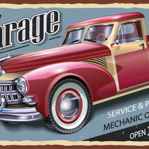 Nostalgie Schild Garage Auto & Parts Auto 12x18 / 20x30 / 30x40 Blech od. Holz