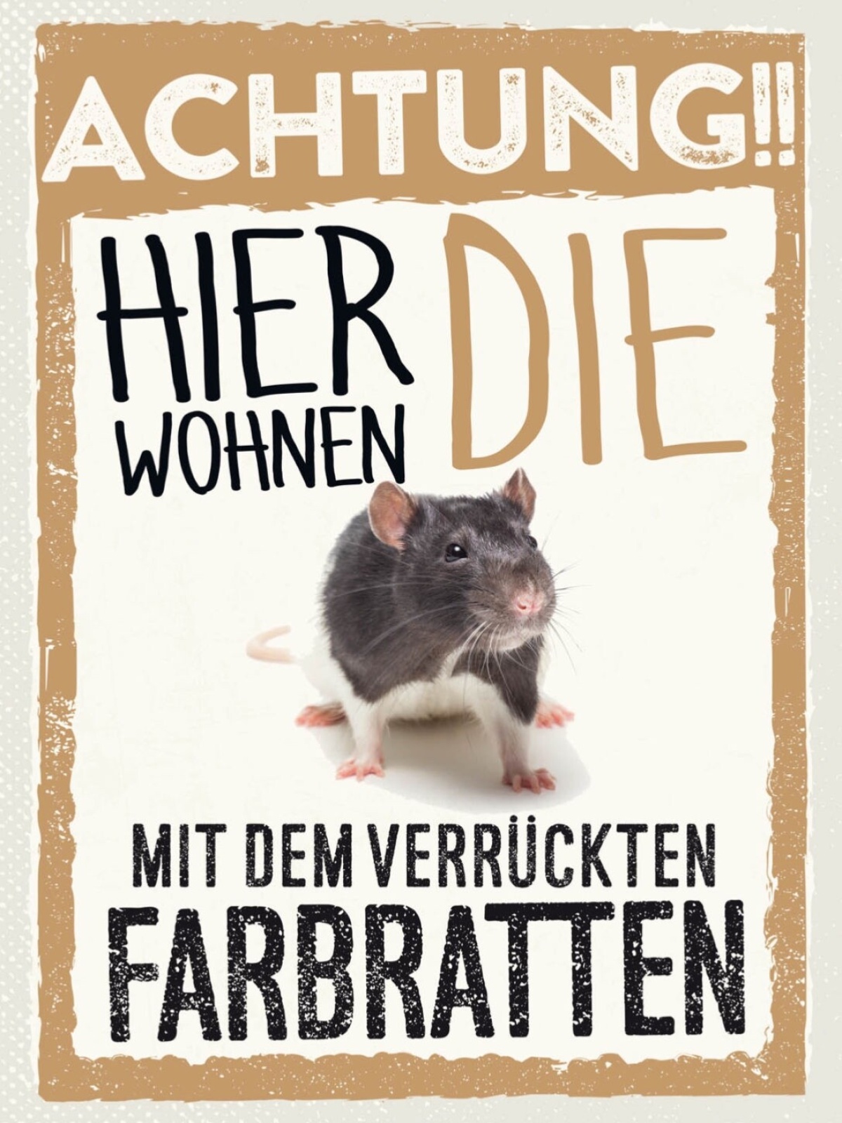 Schild Achtung Hier Wohnen Die Mit Farbratten 12x18 20x30 30x40 Blech/Holz