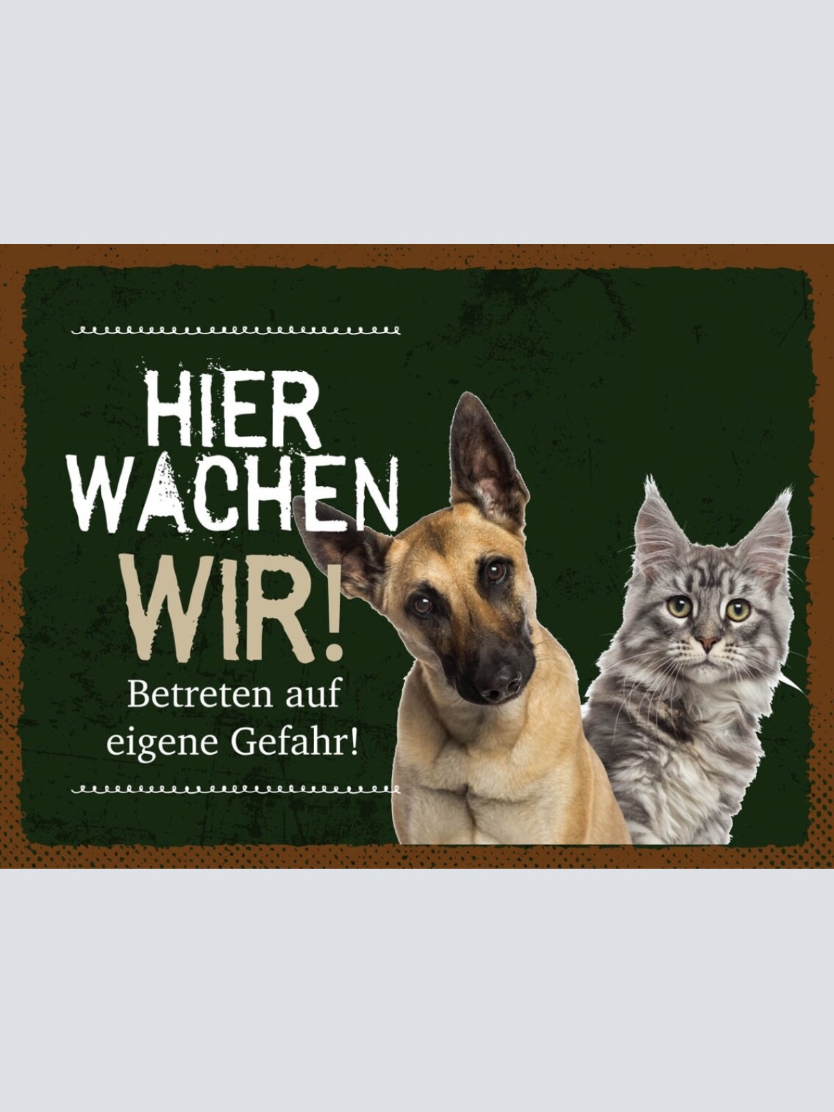 Schild Hier Wachen Wir Hund Katze Gefahr Tier 12x18 20x30 30x40 Blech/Holz
