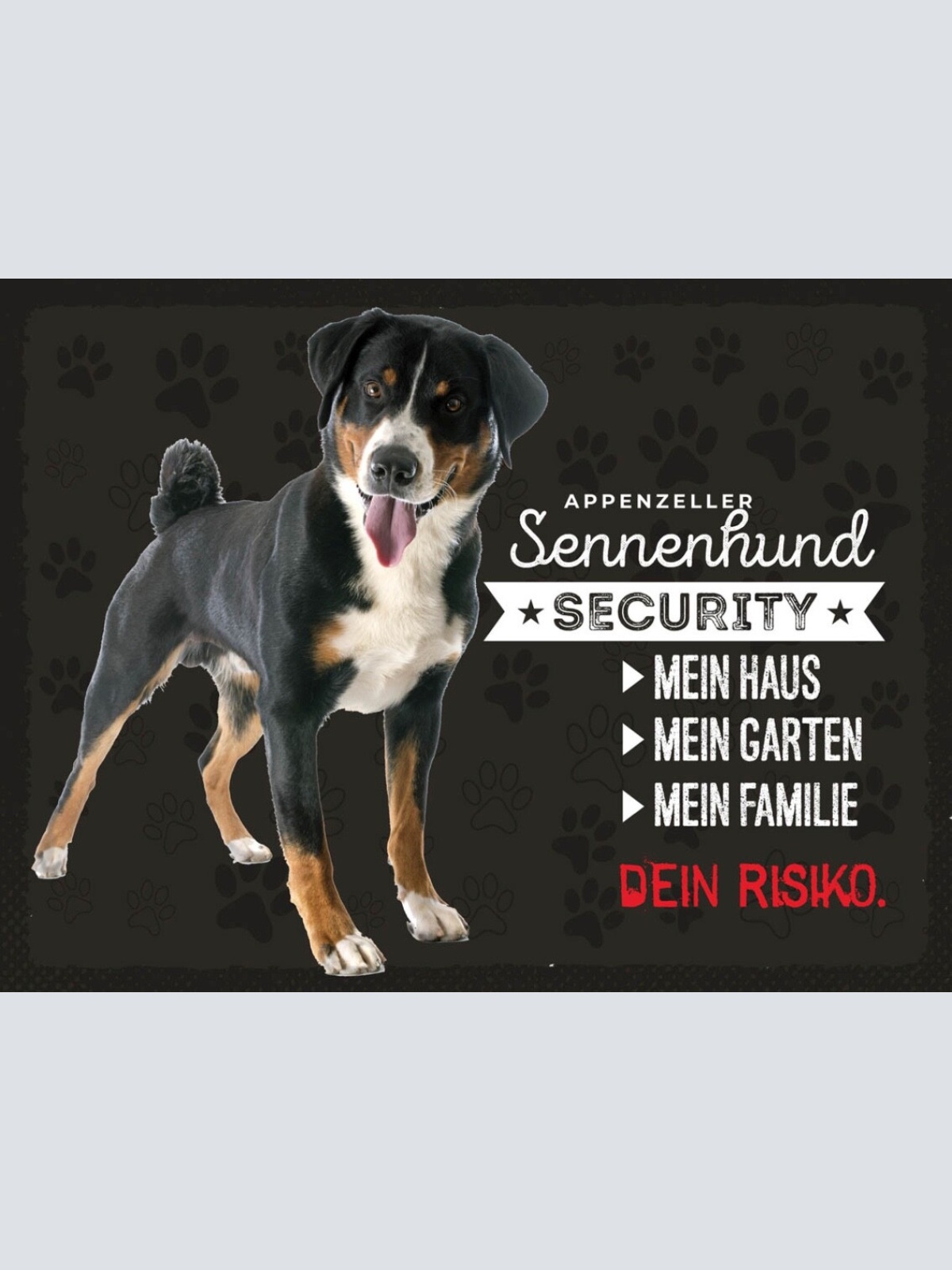 Schild Appenzeller Sennenhund Security Hund Haus 12x18 20x30 30x40 Blech/Holz