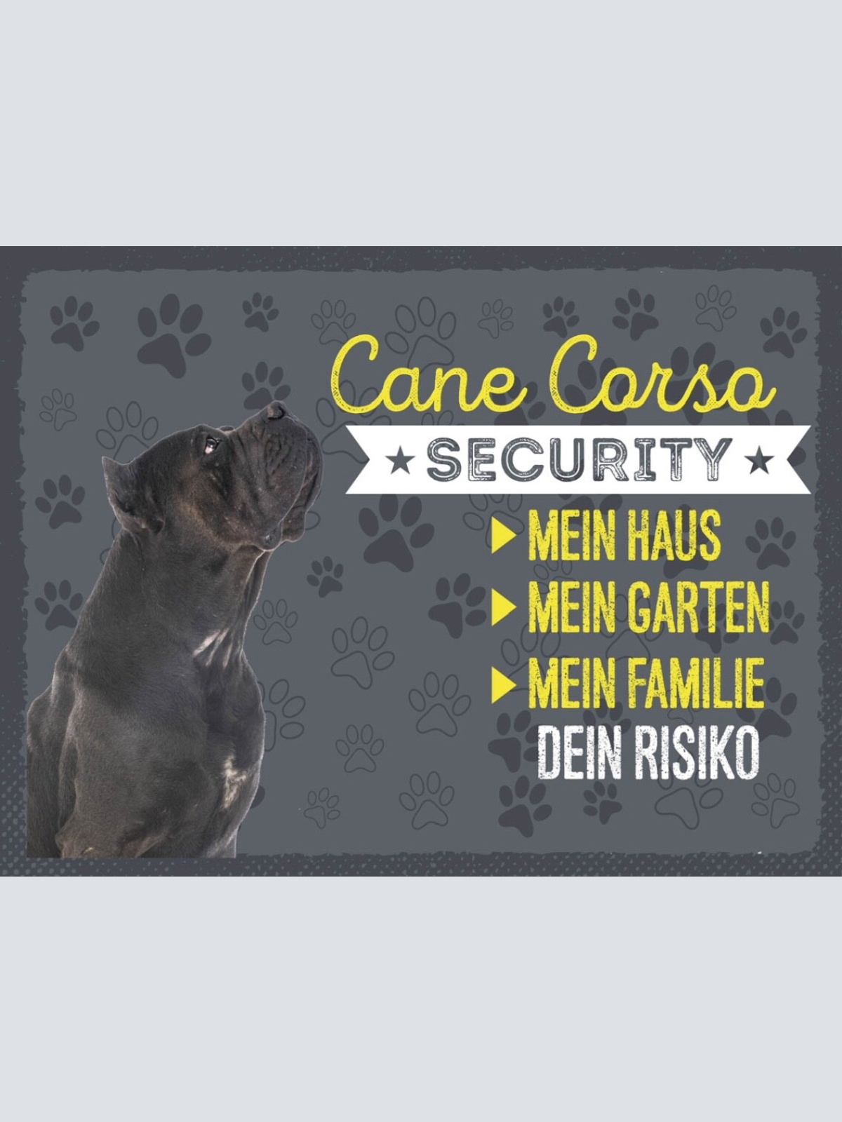 Schild Cane Corso Security Hund Haus Garten Risiko 12x18 20x30 30x40 Blech/Holz