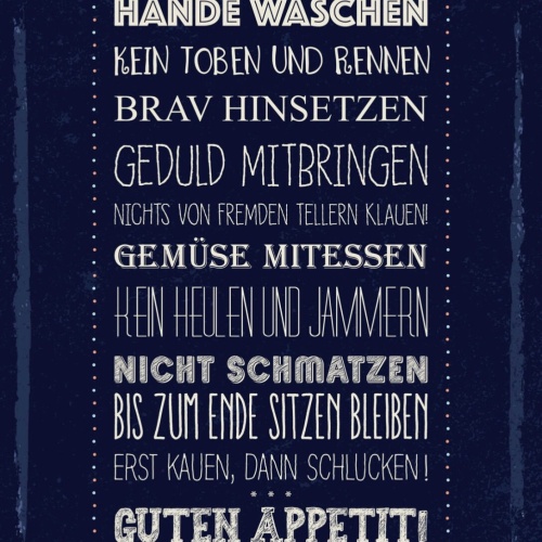 Schild Guten Appetit Essen Regeln Nicht Schmatzen 12x18 20x30 30x40 Blech/Holz
