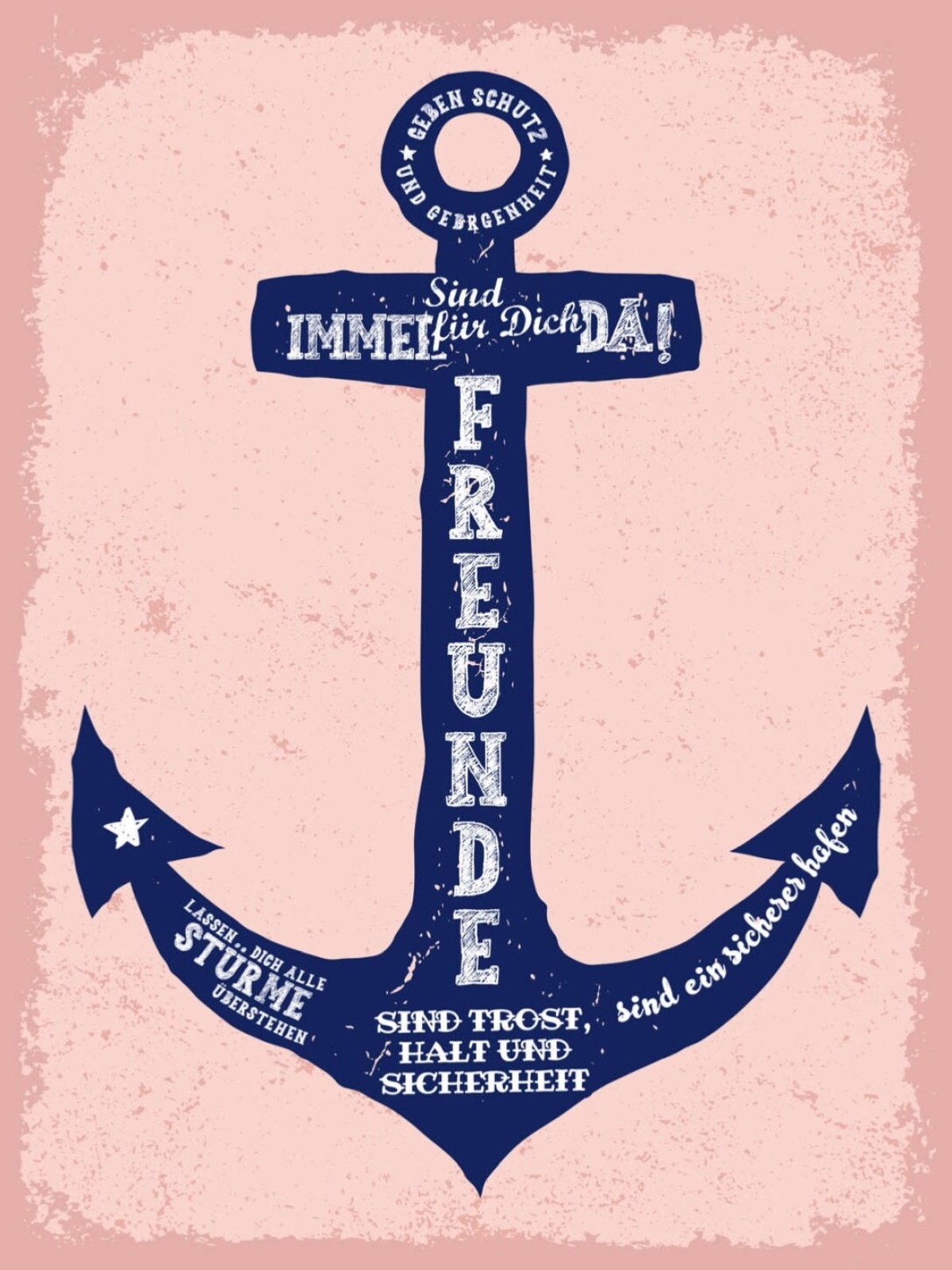 Schild Freunde Sind Immer Für Dich Da Anker Trost 12x18 20x30 30x40 Blech/Holz