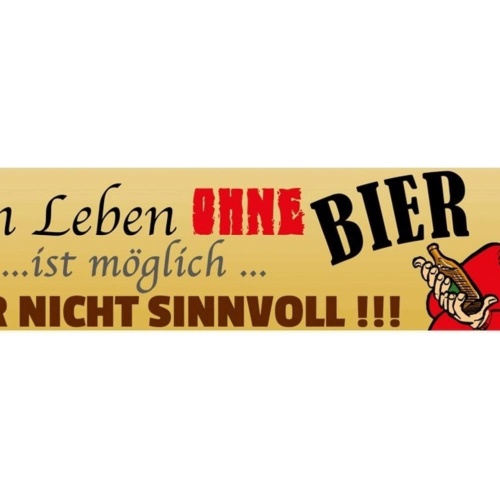 Schild Leben ohne Bier Alkohol Glas Lokal Sinn Flasche 46 x 10 Blech od. Holz