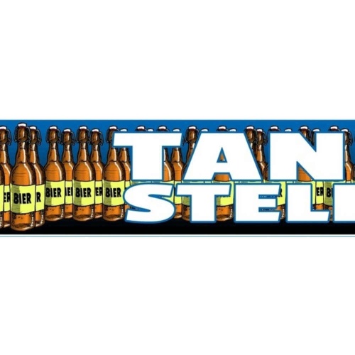 Schild Tankstelle Bier Alkohol Flasche Bar Lokal Wirt 46 x 10 Blech od. Holz