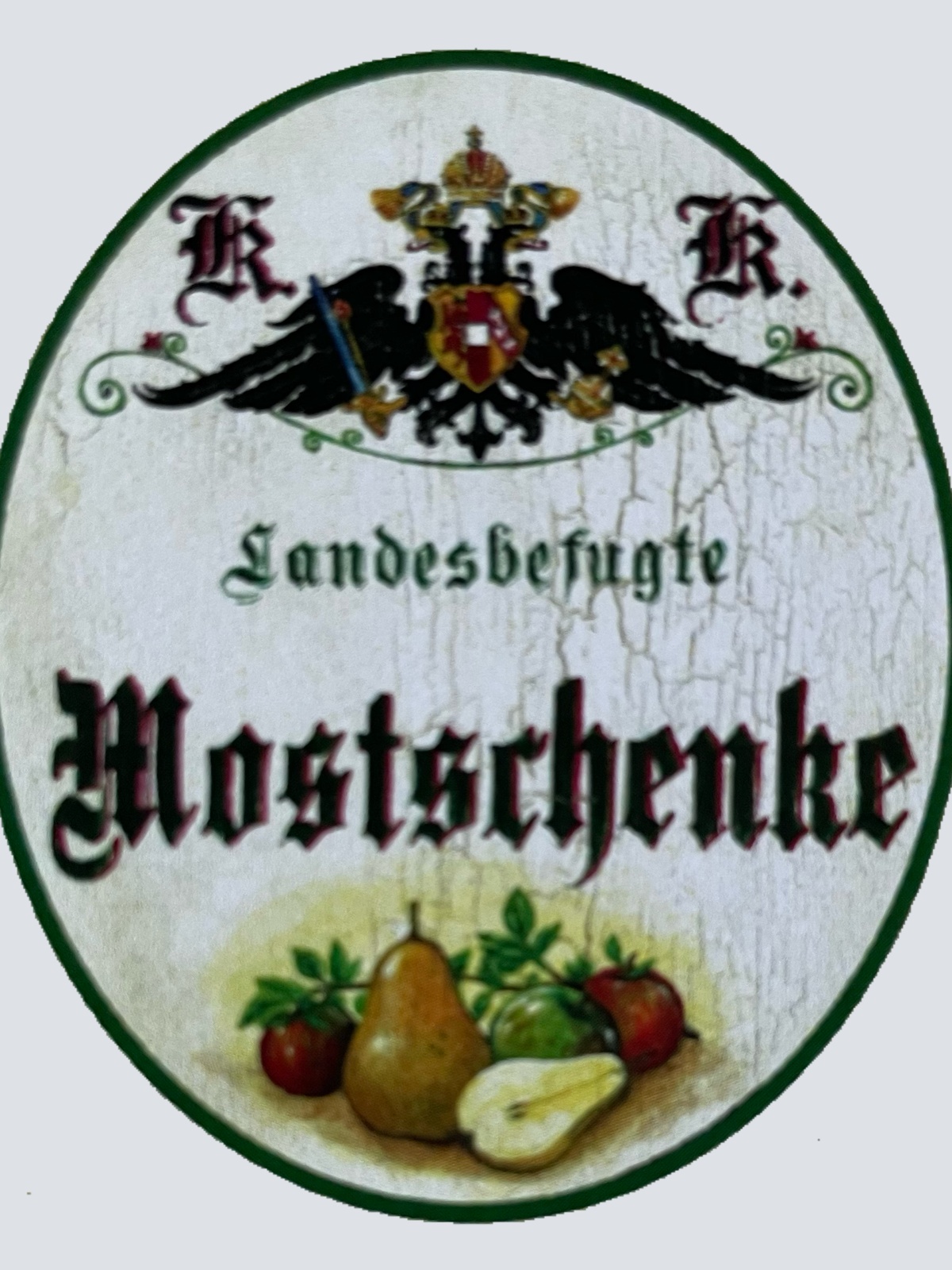 KuK Nostalgie Holzschild Landesbefugte Mostschenke Alkohol Wirt Wirtshaus Schild