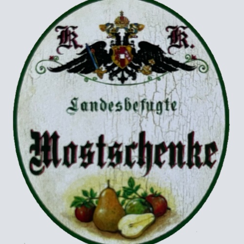 KuK Nostalgie Holzschild Landesbefugte Mostschenke Alkohol Wirt Wirtshaus Schild
