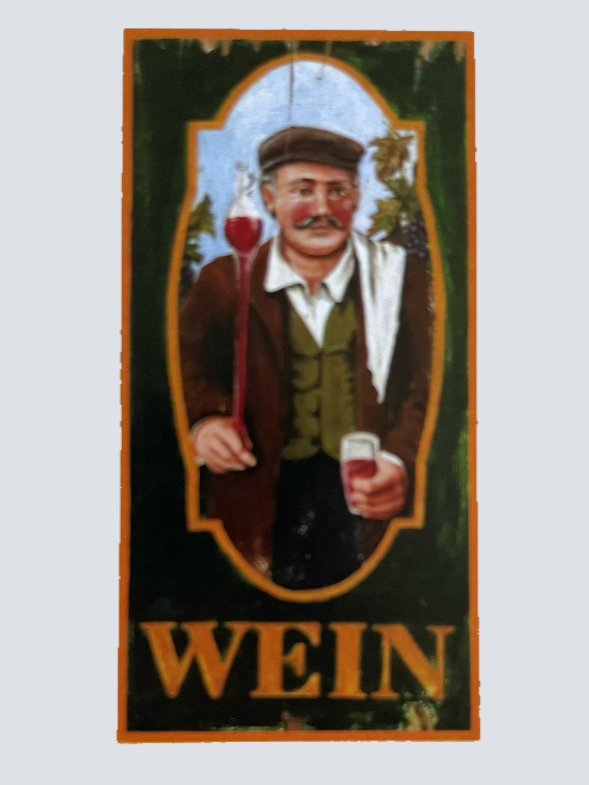 Nostalgie Holzschild Wein Trinker Alkohol Rebe Ernte Glas Flasche Trinken Schild