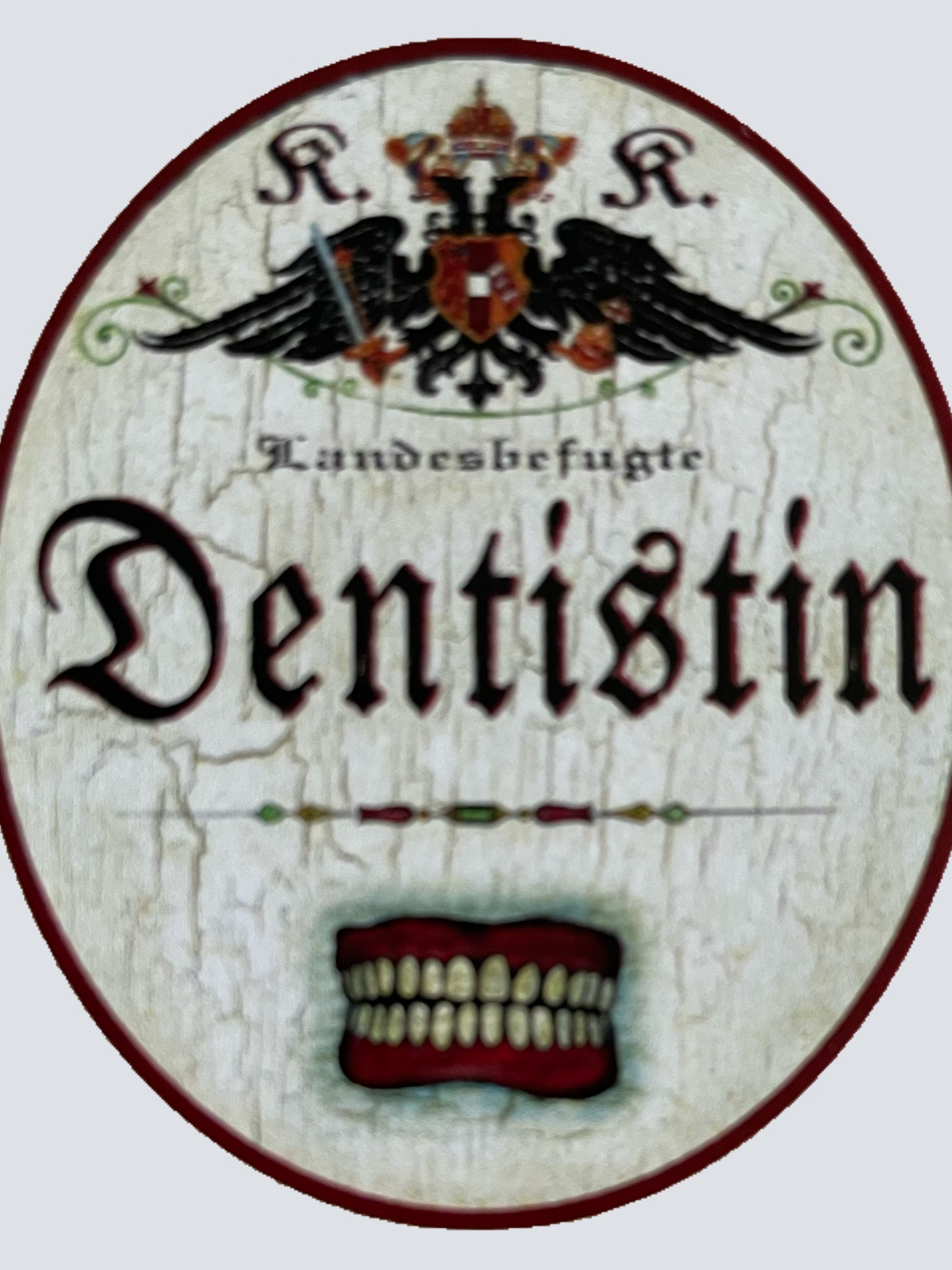 KuK Nostalgie Holzschild Landesbefugte Dentistin Zahnärztin Zähne Schild