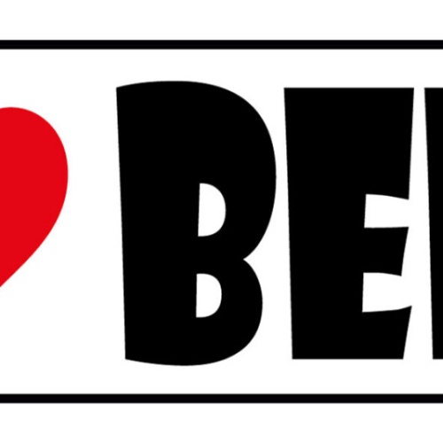 Schild I ❤️ Beer Bier Alkohol Trinken Lokal Wirt Bar 27 x 10 Blech od. Holz