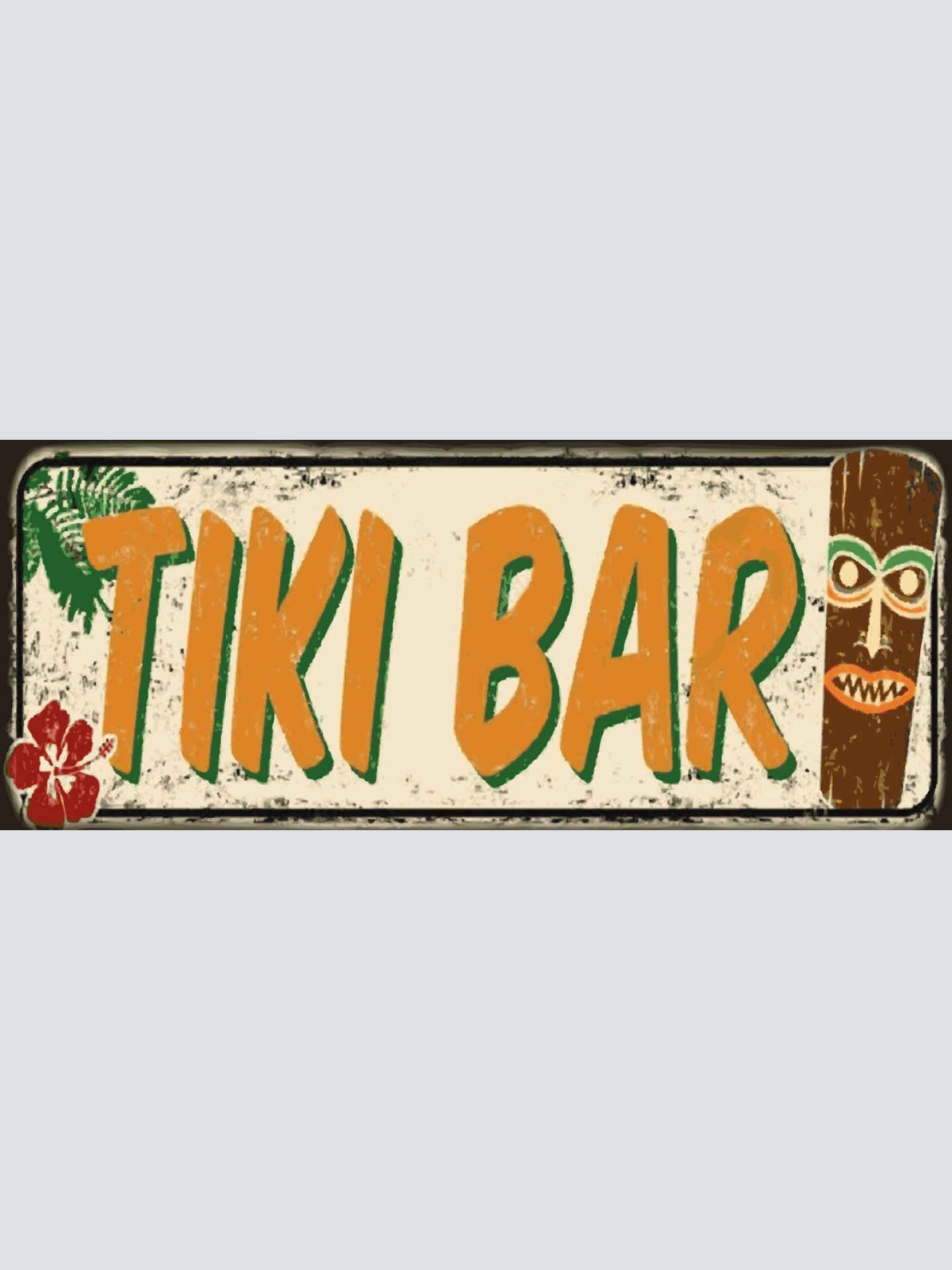 Schild Tiki Bar Hawaii Alkohol Spirituosen Cocktail 27 x 10 Blech od. Holz