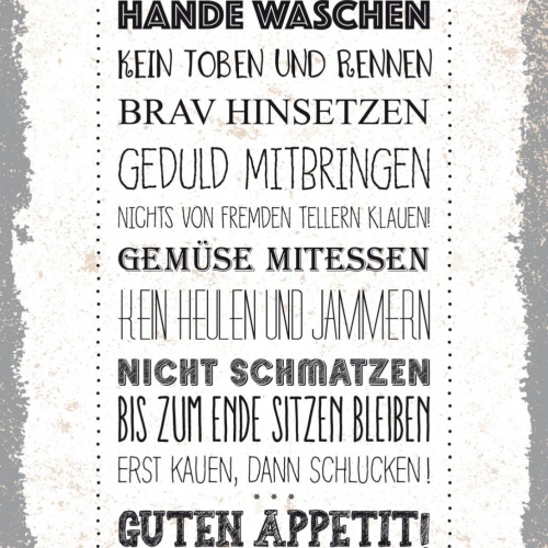 Schild Guten Appetit Essen Regeln Nicht Schmatzen 12x18 20x30 30x40 Blech/Holz