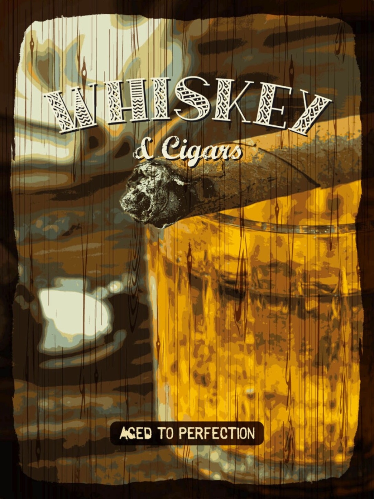 Schild Whiskey & Cigars Whisky Zigarren Alkohol 12x18 20x30 30x40 Blech/Holz