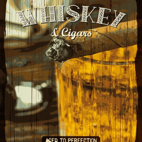 Schild Whiskey & Cigars Whisky Zigarren Alkohol 12x18 20x30 30x40 Blech/Holz