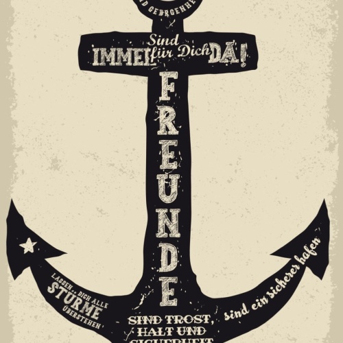 Schild Freunde Sind Immer Für Dich Da Anker Trost 12x18 20x30 30x40 Blech/Holz