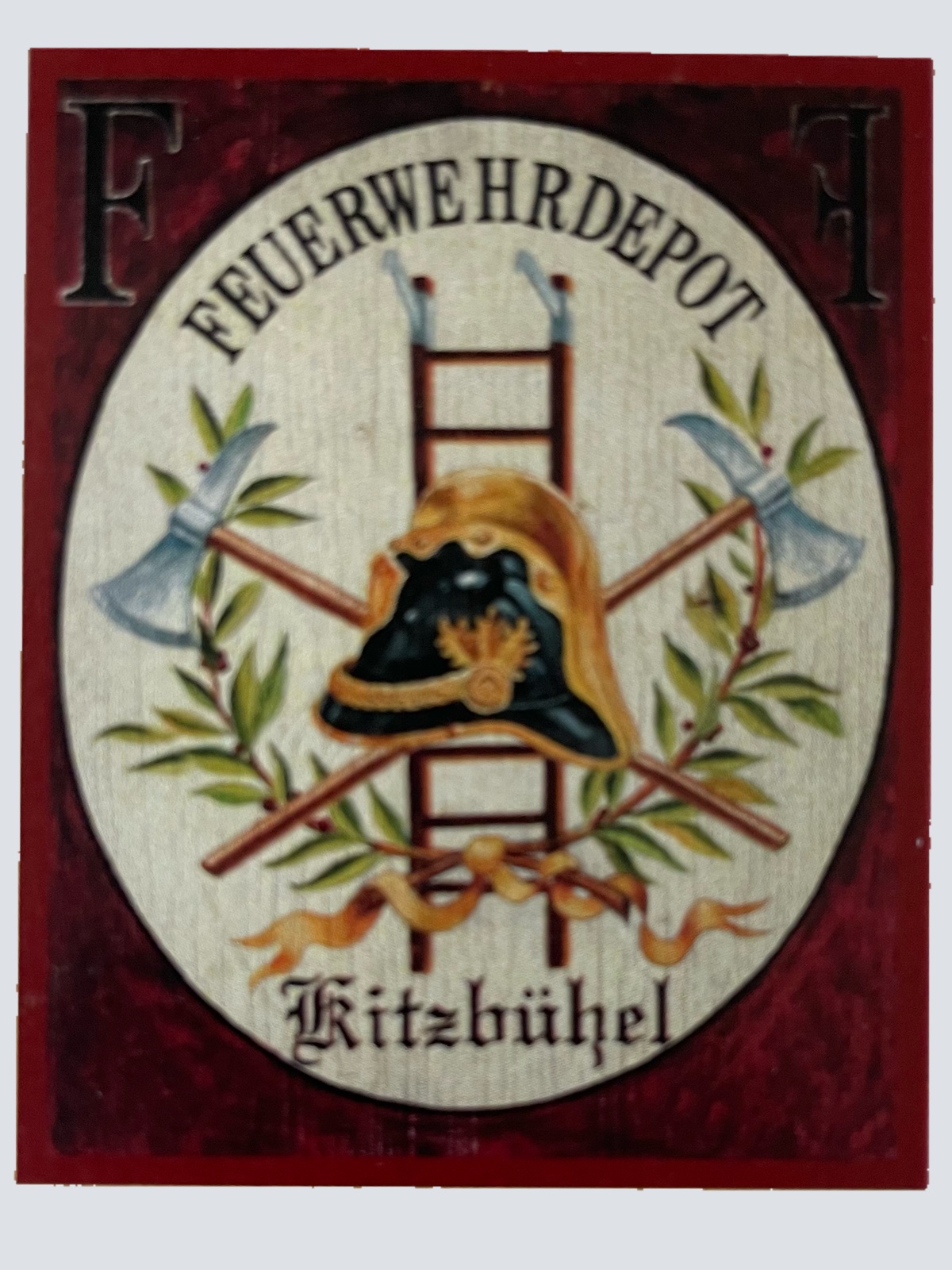 KuK Nostalgie Holzschild Feuerwehrdepot Kitzbühel Brand Schutz Feuer Schild