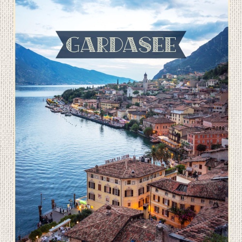 Schild Gardasee Italien Garda Ort Hafen Küste 12x18 20x30 30x40 Blech od. Holz