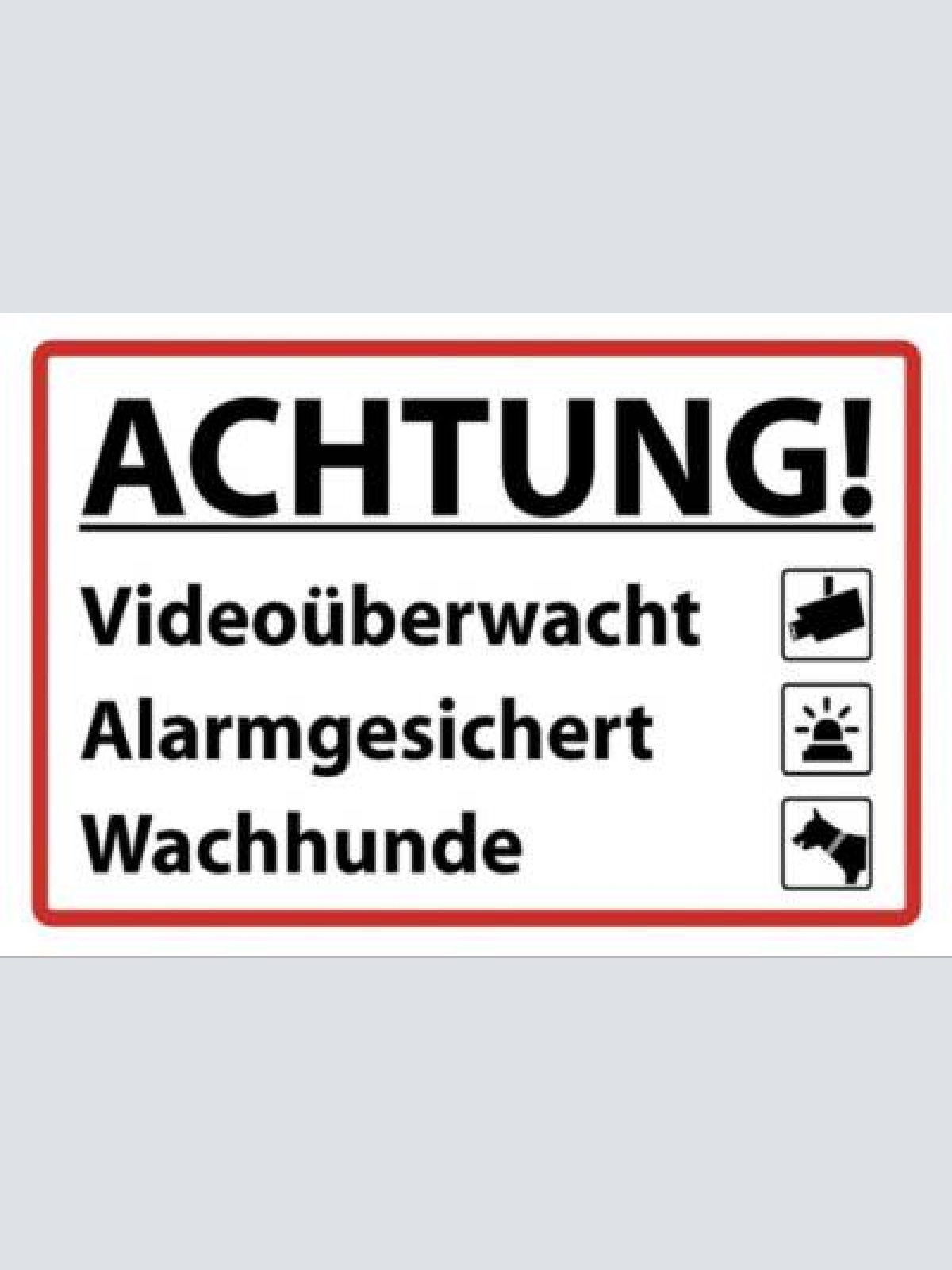 Schild achtung video alarm hunde 12x18 / 20x30 / 30x40 blech od. holz