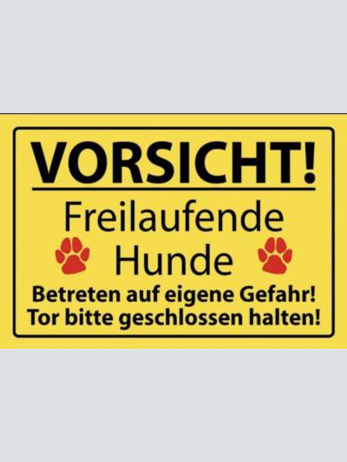 Schild vorsicht freilaufende hunde hund 12x18 / 20x30 / 30x40 blech od. holz