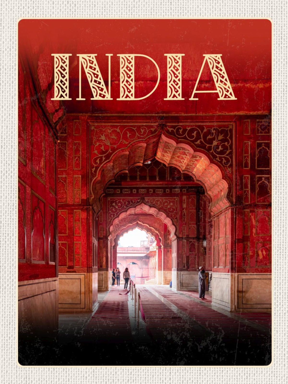 Schild India Indien Jama Masjid Moschee Delhi 12x18 20x30 30x40 Blech od. Holz
