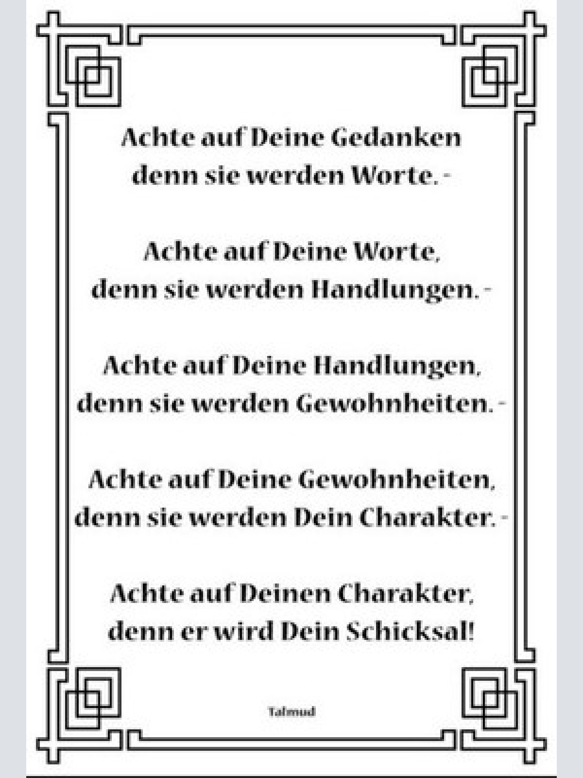 Talmud spruch weisheit  12x18 / 20x30 / 30x40 blech od. holz