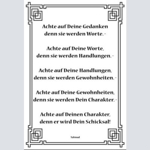 Talmud spruch weisheit  12x18 / 20x30 / 30x40 blech od. holz
