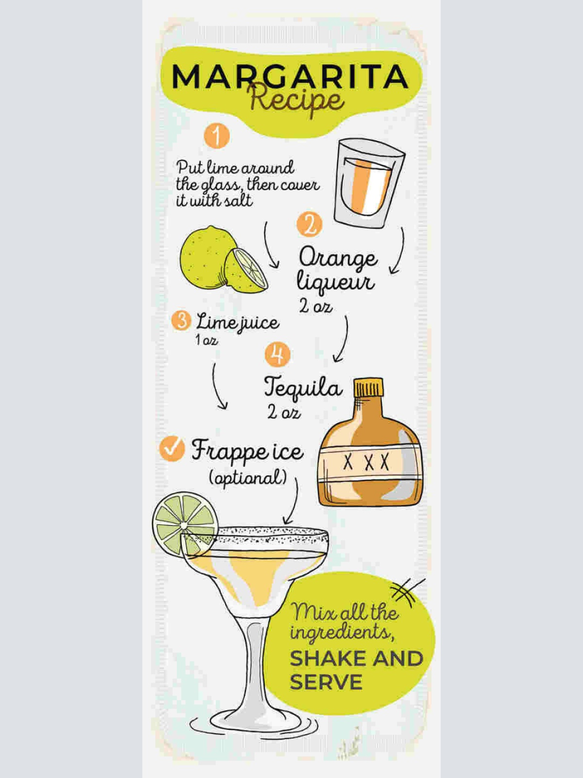 Schild Margarita Cocktail Rezept Bar Alkohol Drink Tequila 27x10 Blech od.Holz