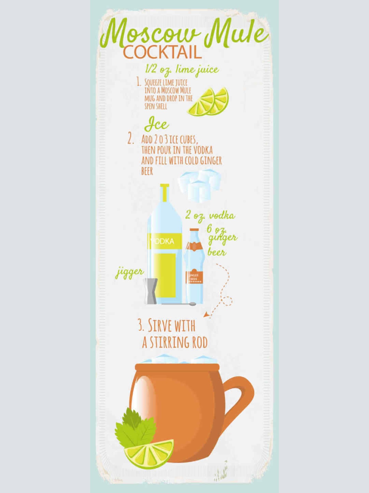 Schild Moscow Mule Cocktail Rezept Bar Alkohol Drink Wodka 27x10 Blech od.Holz