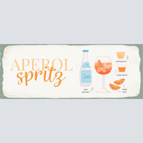 Schild Aperol Spritz Cocktail Rezept Bar Alkohol Drink Soda 27x10 Blech od.Holz