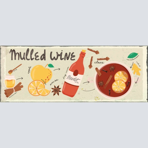 Schild Mulled Wine Glühwein Rezept Wein Alkohol Drinks Bar 27x10 Blech od.Holz