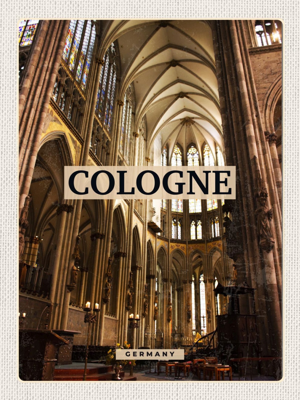 Schild Cologne Germany Köln Kölner Dom Interior D 12x18 20x30 30x40 Blech/Holz