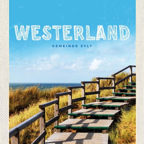 Schild Westerland Gemeinde Sylt Dünen Weg Holz D 12x18 20x30 30x40 Blech/Holz