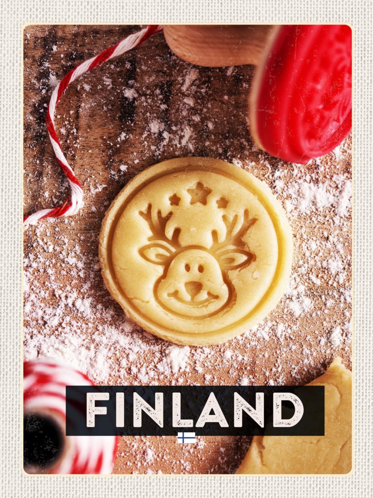 Schild Finland Finnland Rentier Kekse Plätzchen 12x18 20x30 30x40 Blech/Holz