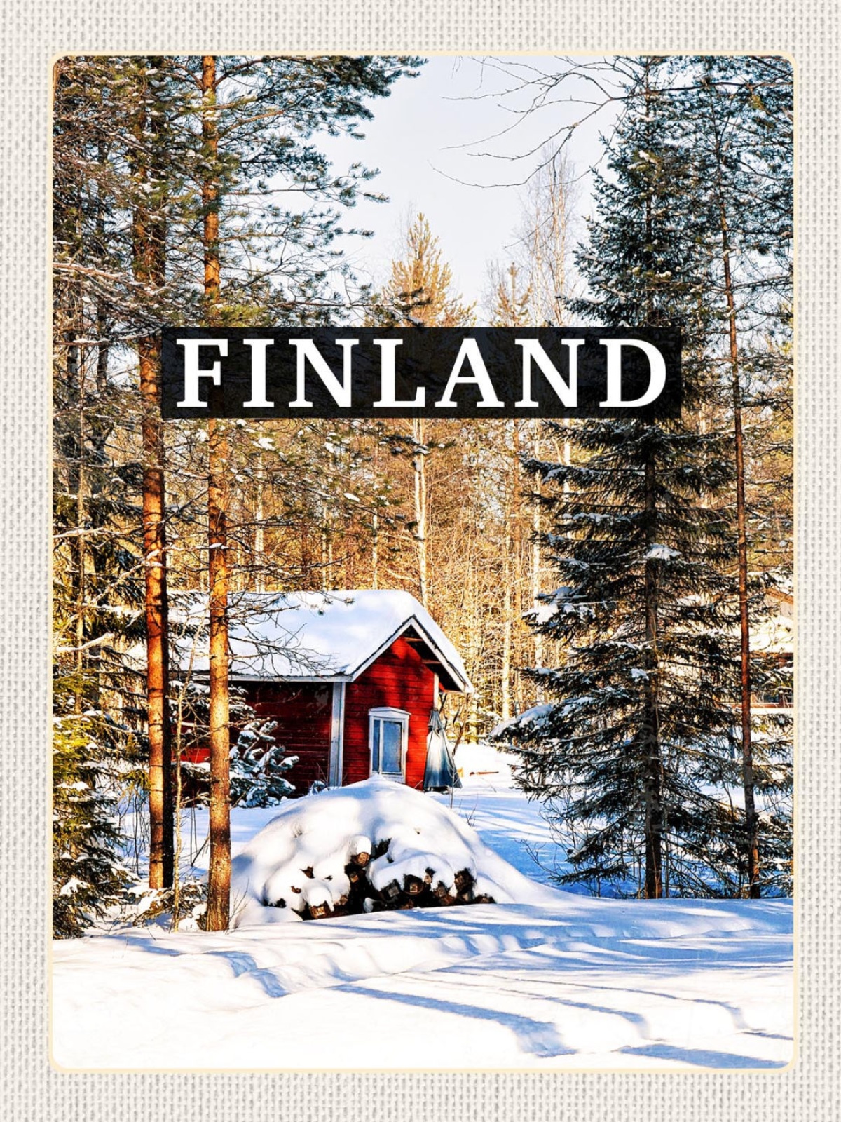 Schild Finland Finnland Hütte Haus Schnee Wald 12x18 20x30 30x40 Blech/Holz